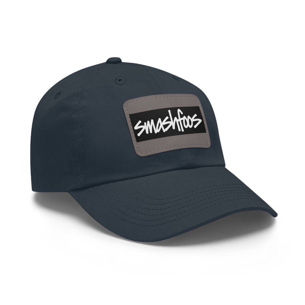 Smashfoos Leather Patch Dad Hat — Black Casual Streetwear Cap