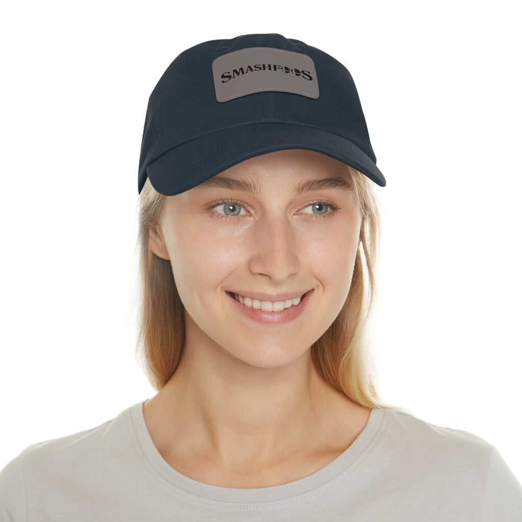 Smashfoos Leather Patch Dad Hat — Black Casual Streetwear Cap