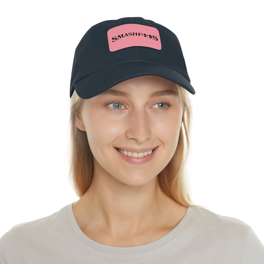Smashfoos Leather Patch Dad Hat — Black Casual Streetwear Cap