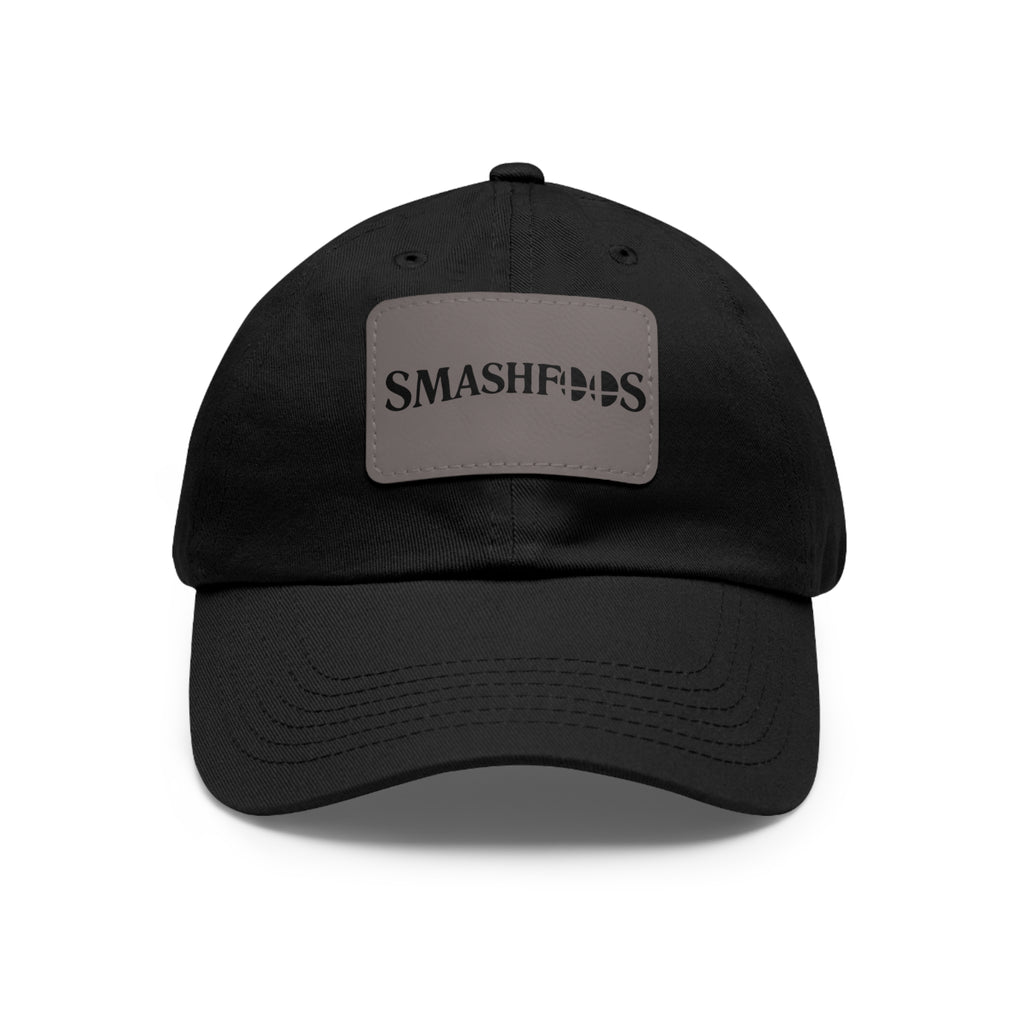 Smashfoos Leather Patch Dad Hat — Black Casual Streetwear Cap