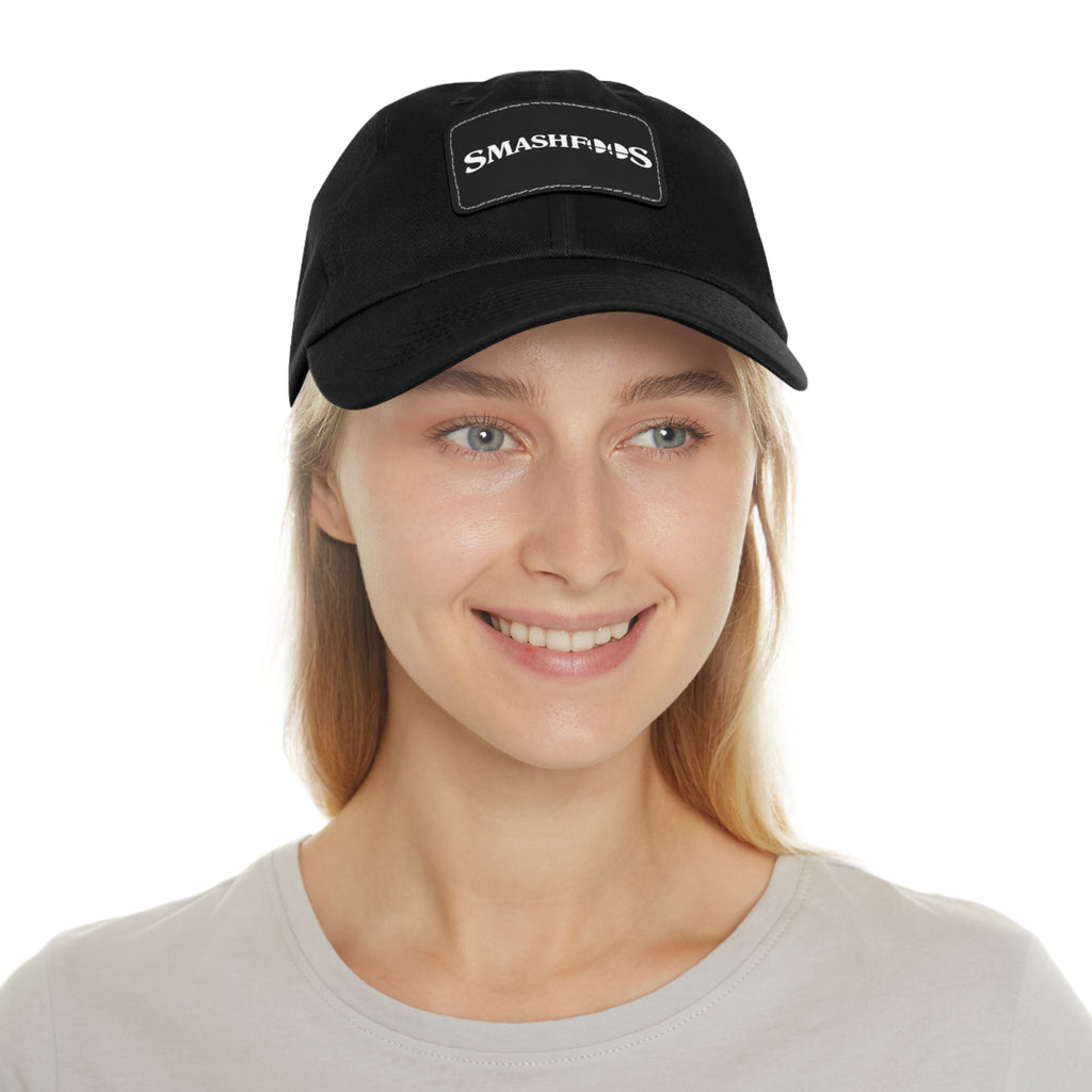 Smashfoos Leather Patch Dad Hat — Black Casual Streetwear Cap