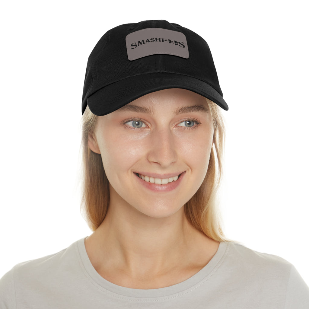 Smashfoos Leather Patch Dad Hat — Black Casual Streetwear Cap