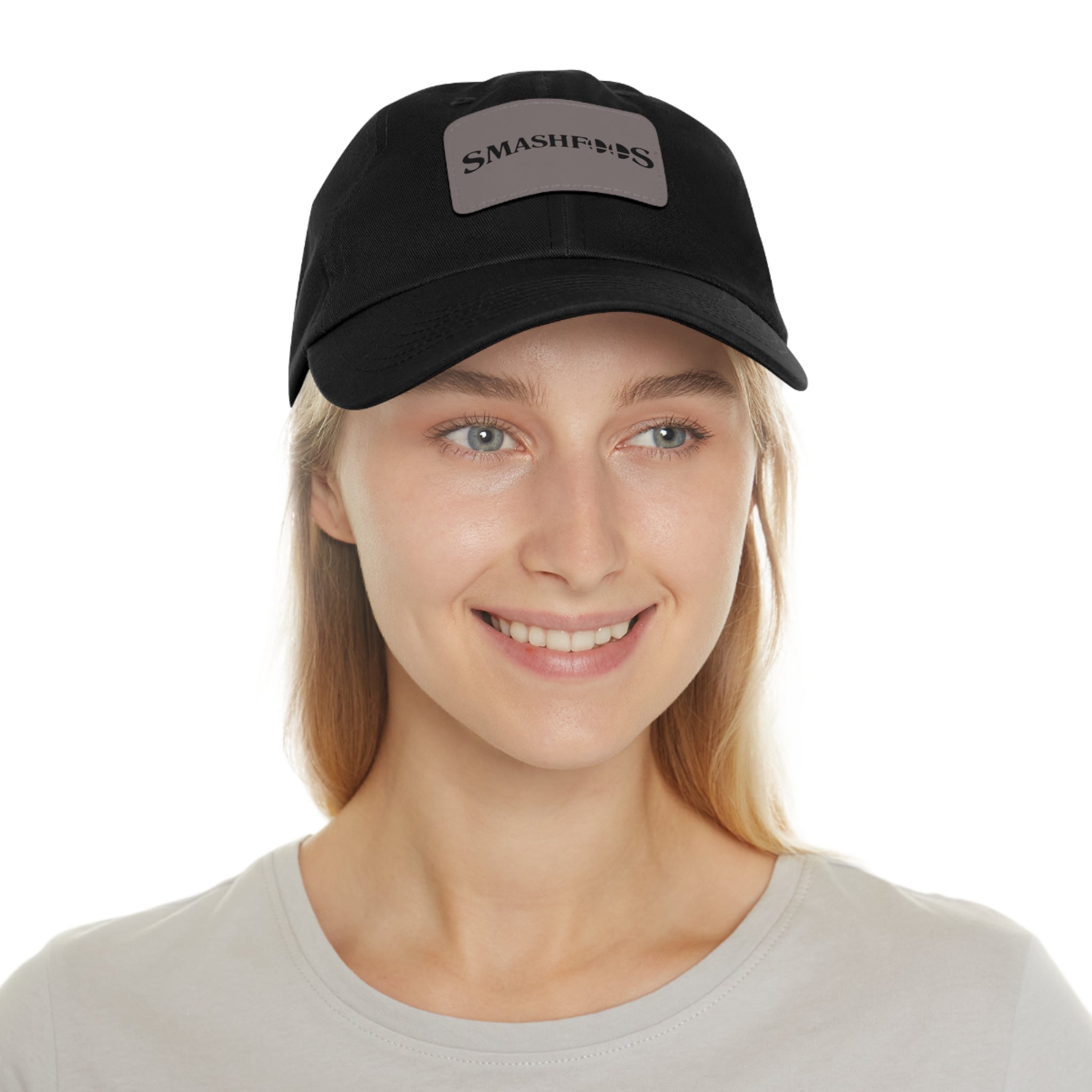 Smashfoos Leather Patch Dad Hat — Black Casual Streetwear Cap