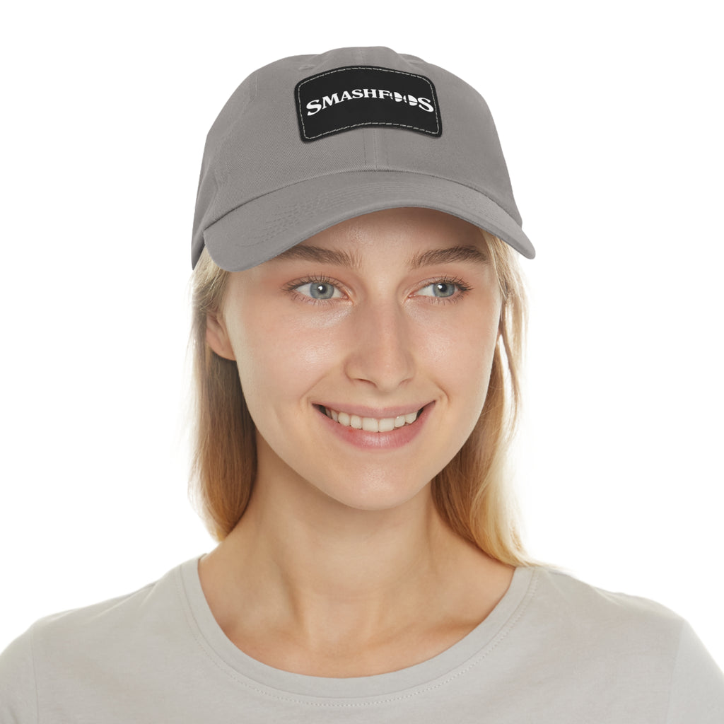 Smashfoos Leather Patch Dad Hat — Black Casual Streetwear Cap