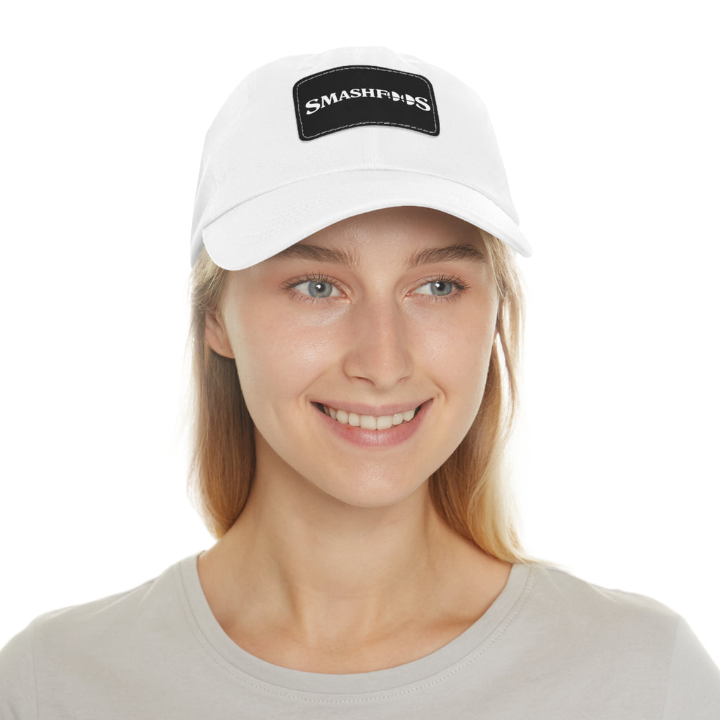 Smashfoos Leather Patch Dad Hat — Black Casual Streetwear Cap