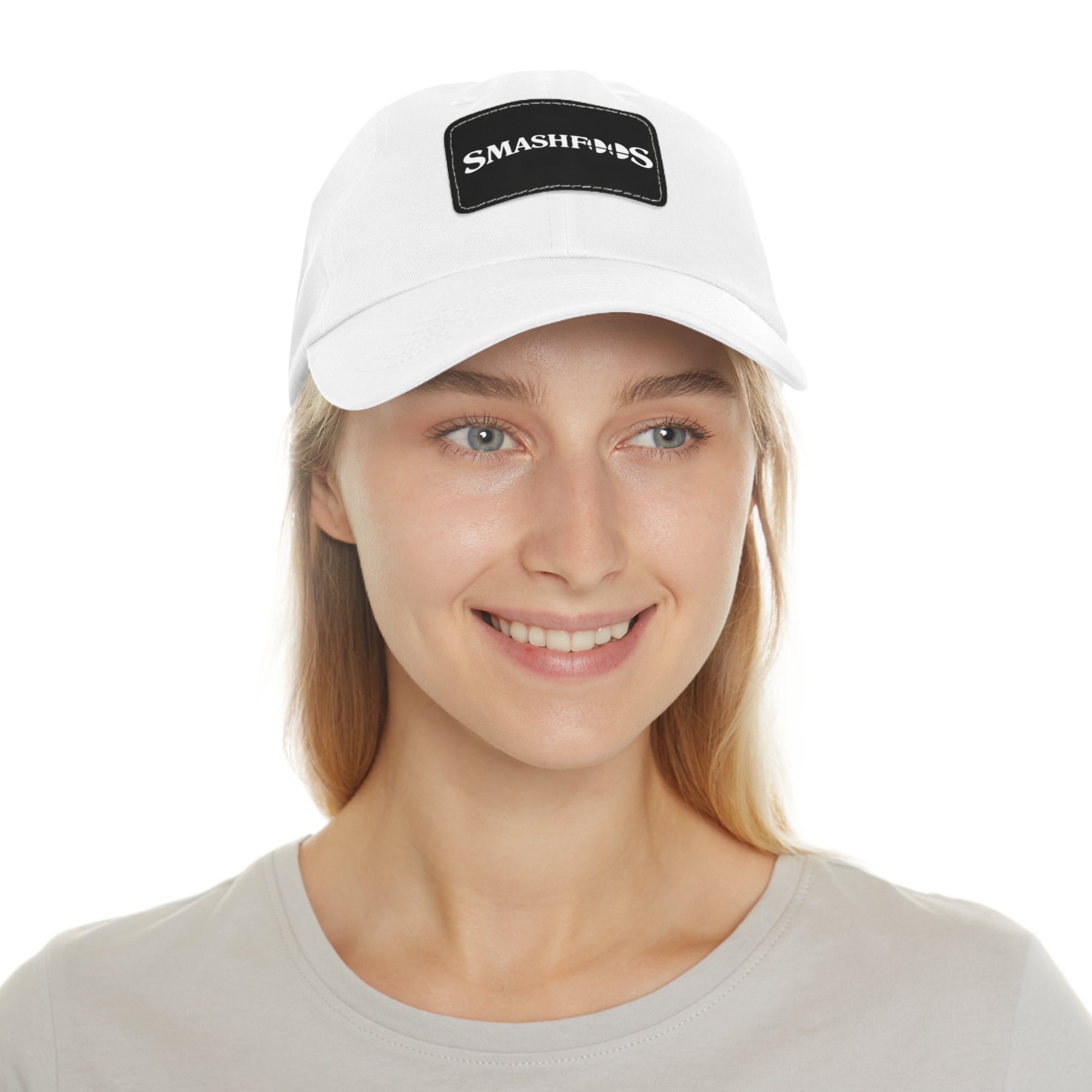 Smashfoos Leather Patch Dad Hat — Black Casual Streetwear Cap