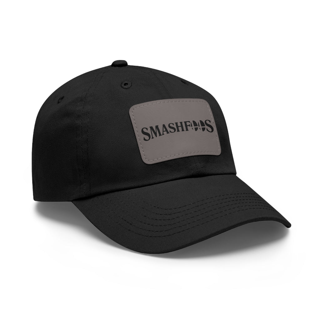 Smashfoos Leather Patch Dad Hat — Black Casual Streetwear Cap