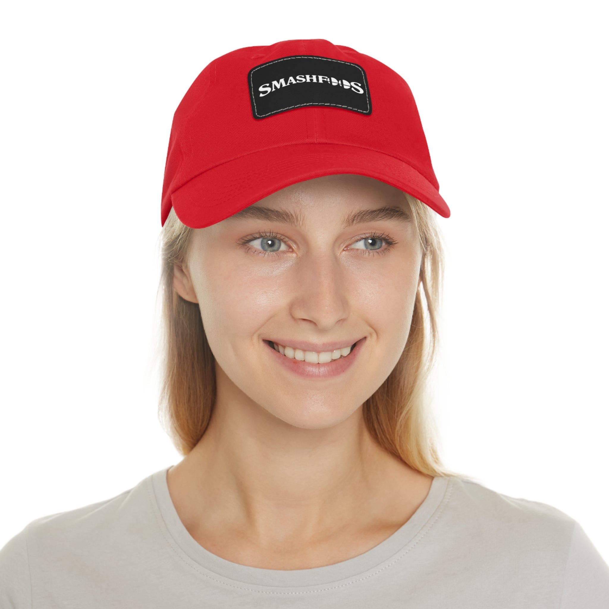 Smashfoos Leather Patch Dad Hat — Black Casual Streetwear Cap