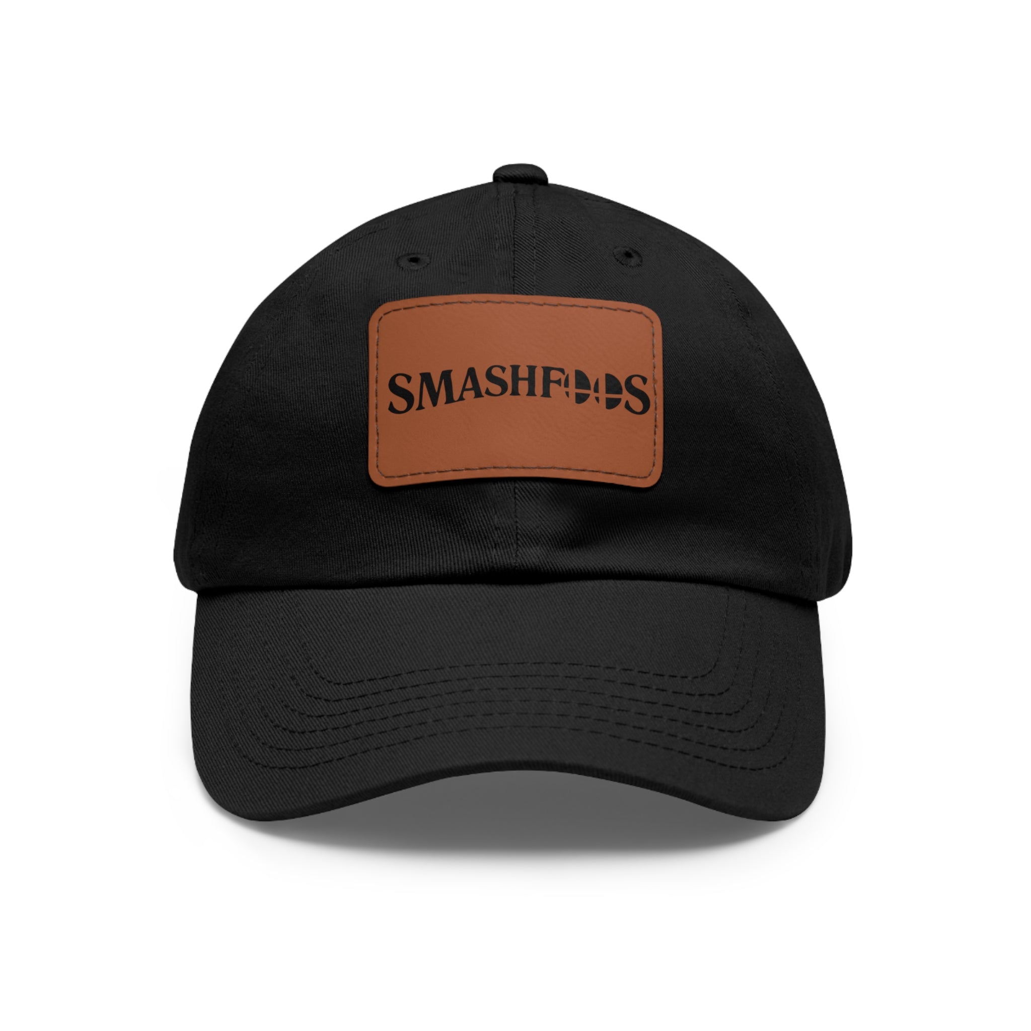 Smashfoos Leather Patch Dad Hat — Black Casual Streetwear Cap