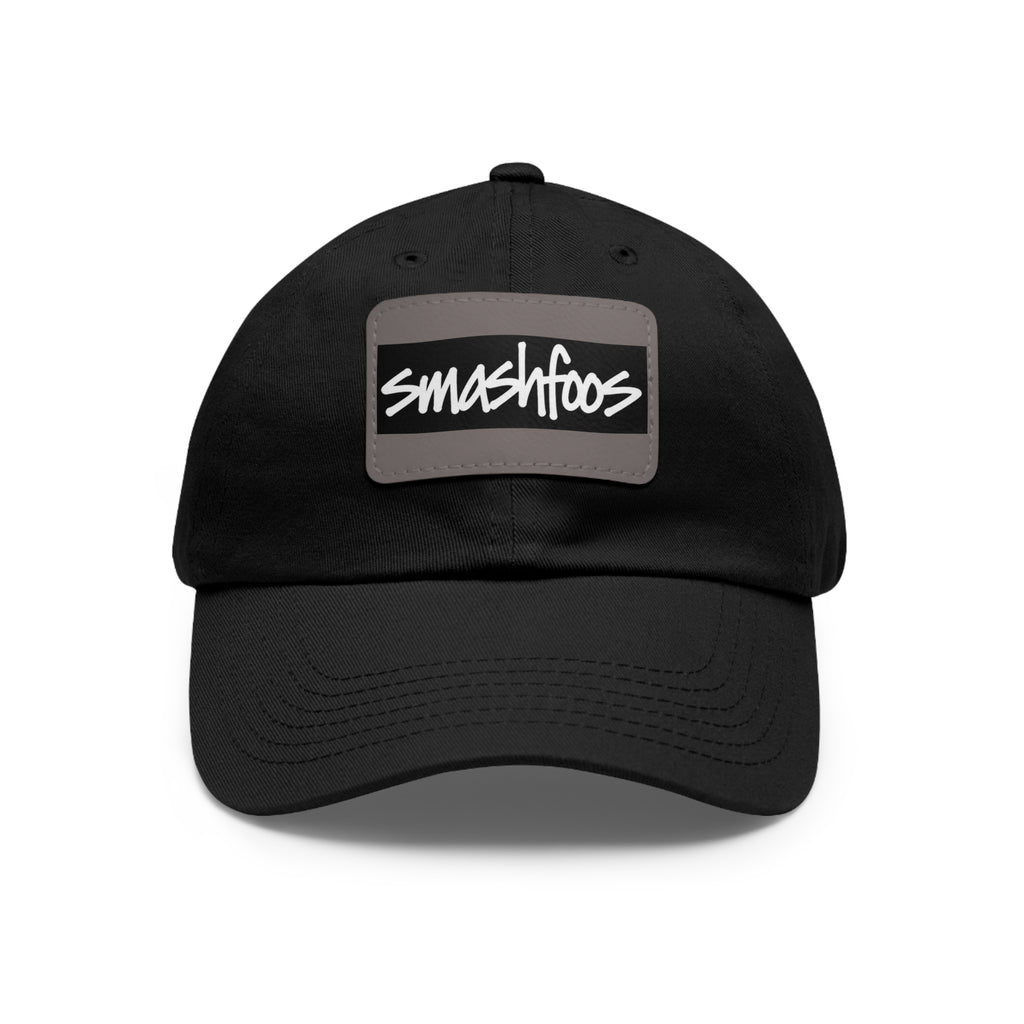 Smashfoos Leather Patch Dad Hat — Black Casual Streetwear Cap