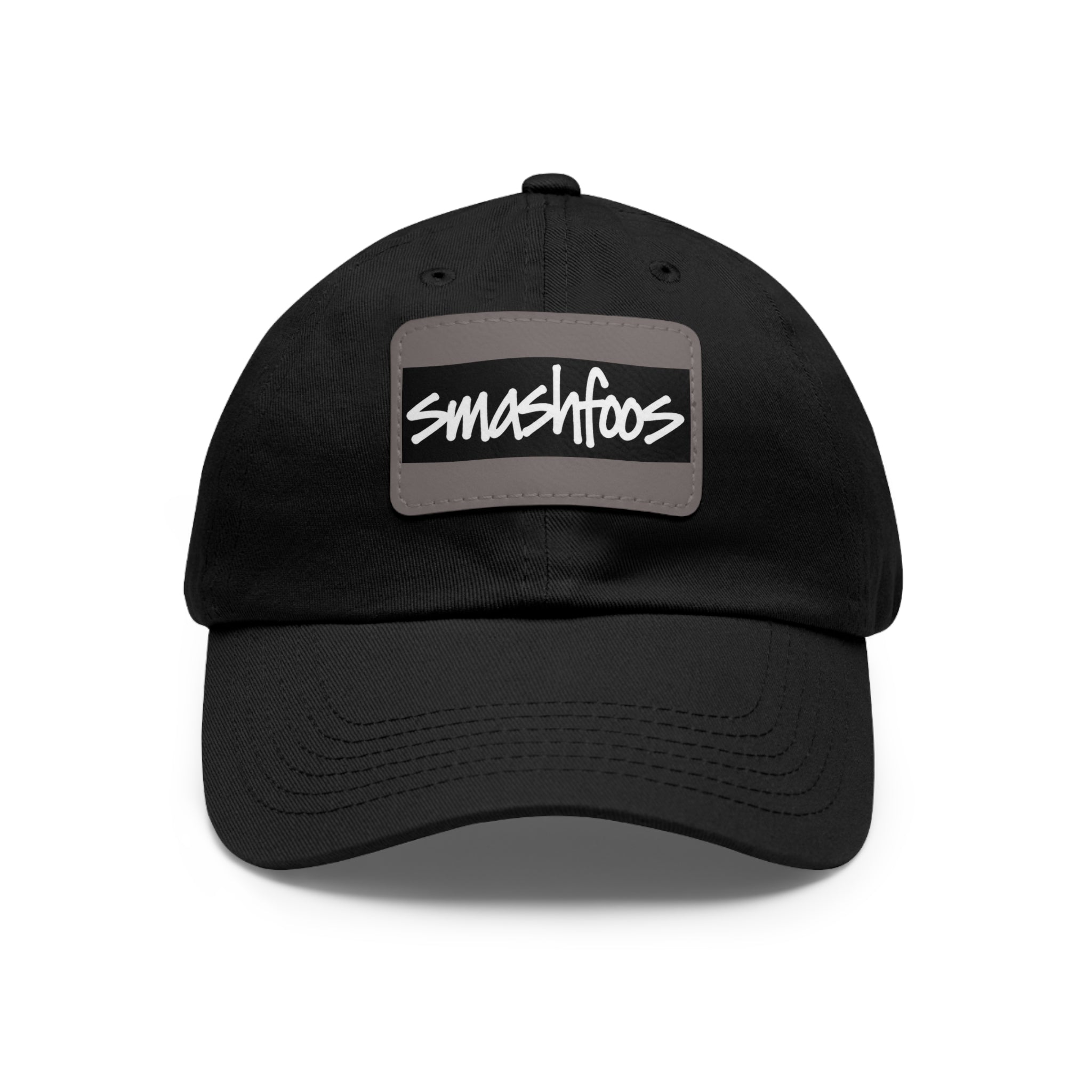 Smashfoos Leather Patch Dad Hat — Black Casual Streetwear Cap