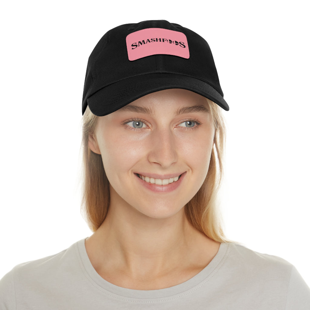 Smashfoos Leather Patch Dad Hat — Black Casual Streetwear Cap