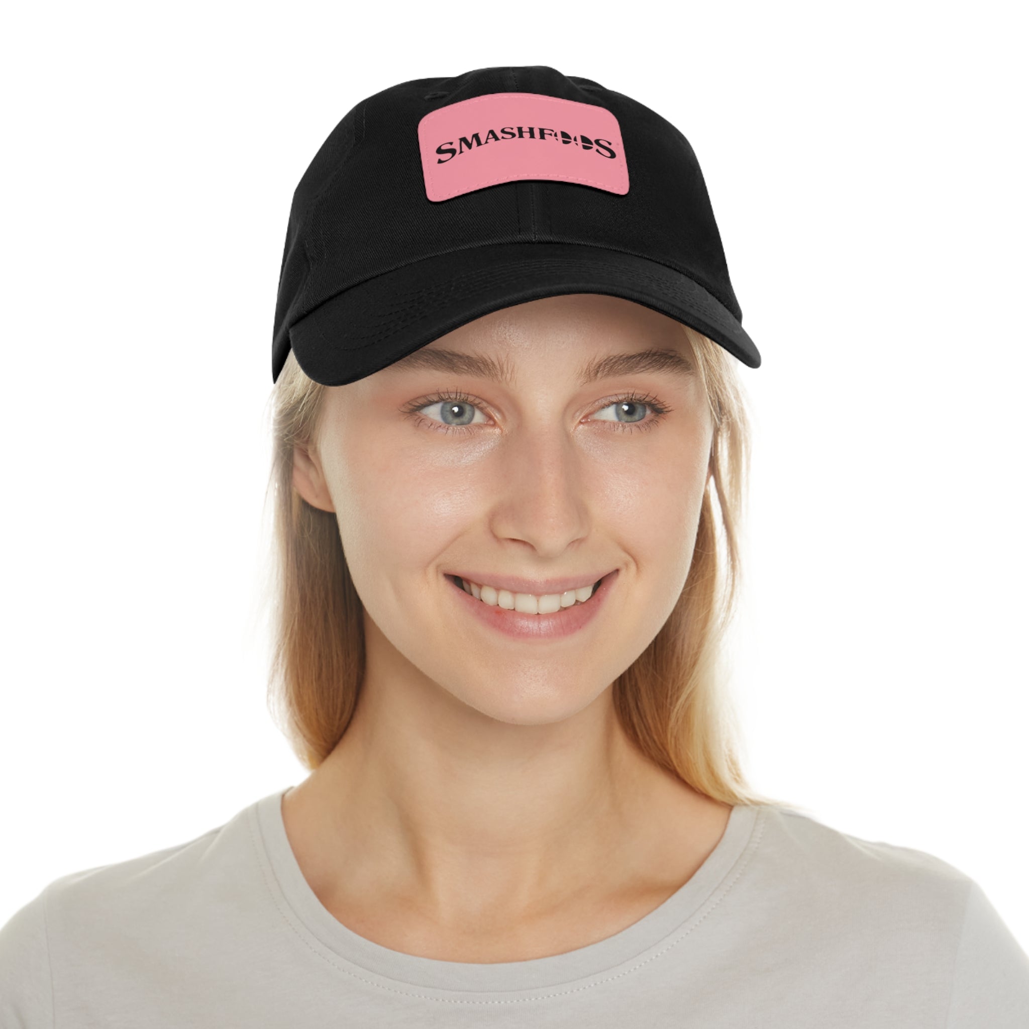Smashfoos Leather Patch Dad Hat — Black Casual Streetwear Cap