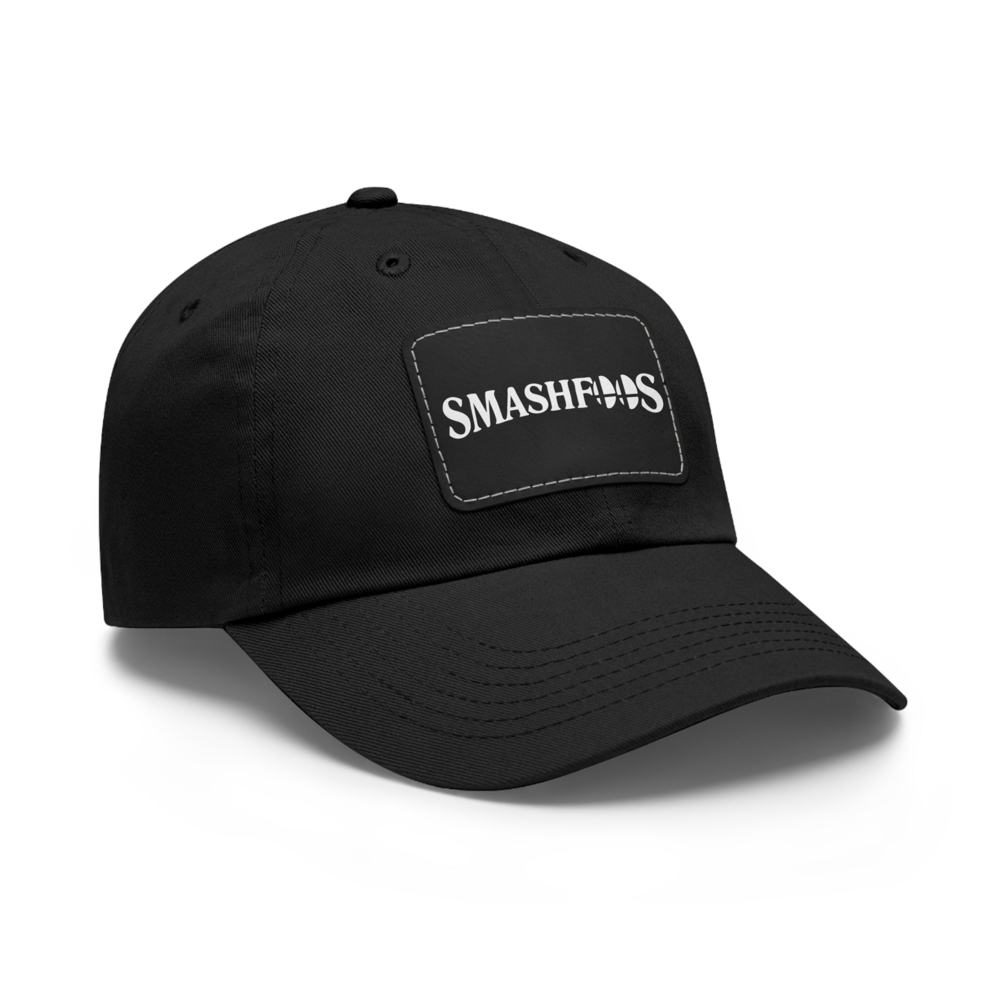 Smashfoos Leather Patch Dad Hat — Black Casual Streetwear Cap